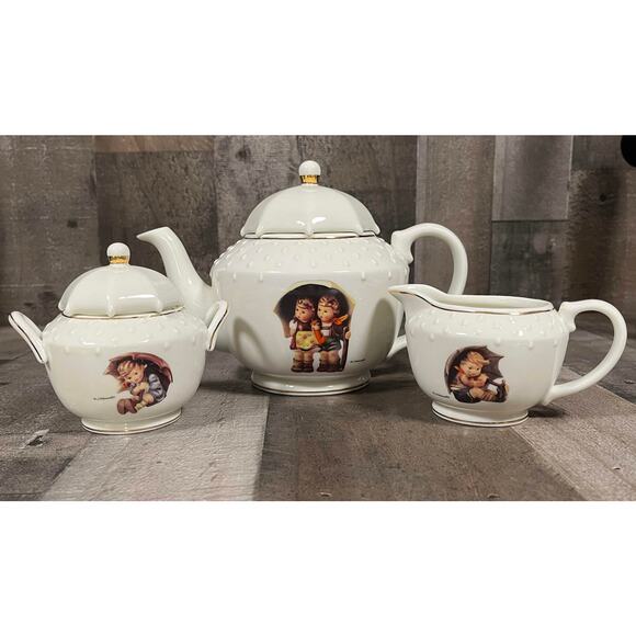 M. J. Hummel Porcelain Stormy Weather Tea Set by The Danbury Mint - Picture 1 of 15